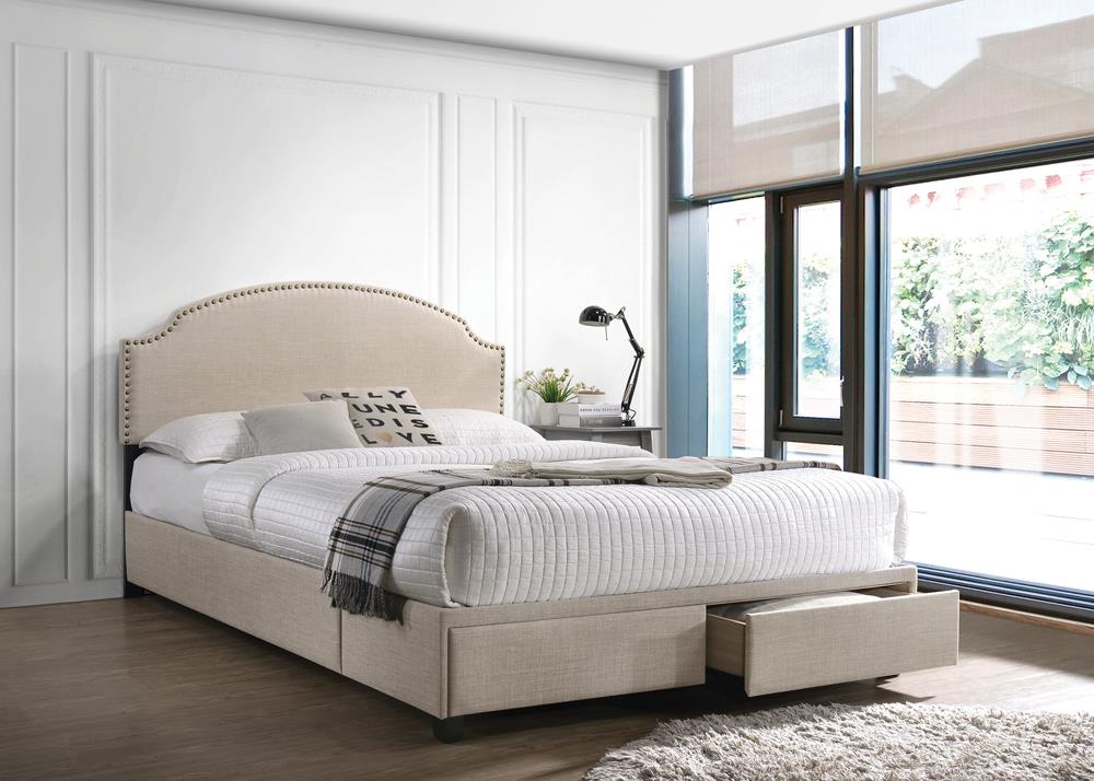 Niland - Niland Full 2-drawer Upholstered Storage Bed Beige