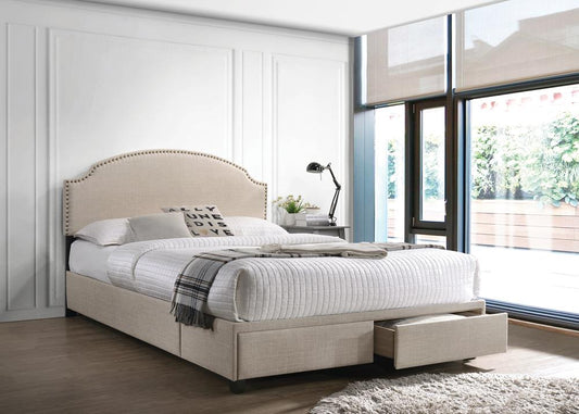 Niland - Niland Queen 2-drawer Upholstered Storage Bed Beige