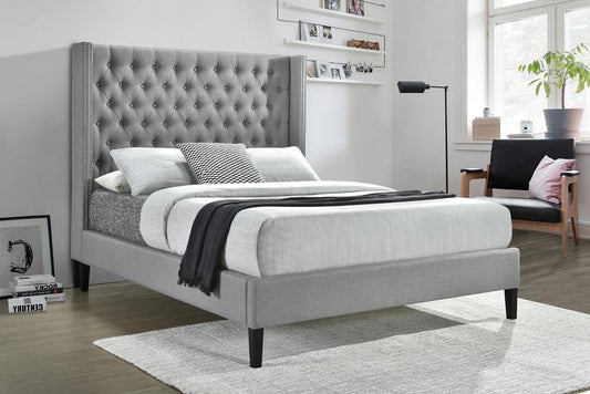 Summerset - Summerset Queen Button Tufted Upholstered Bed Light Grey