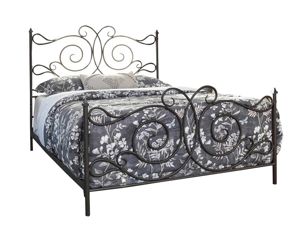 Parleys - Parleys Eastern King Metal Bed with Scroll Headboard Dark Bronze