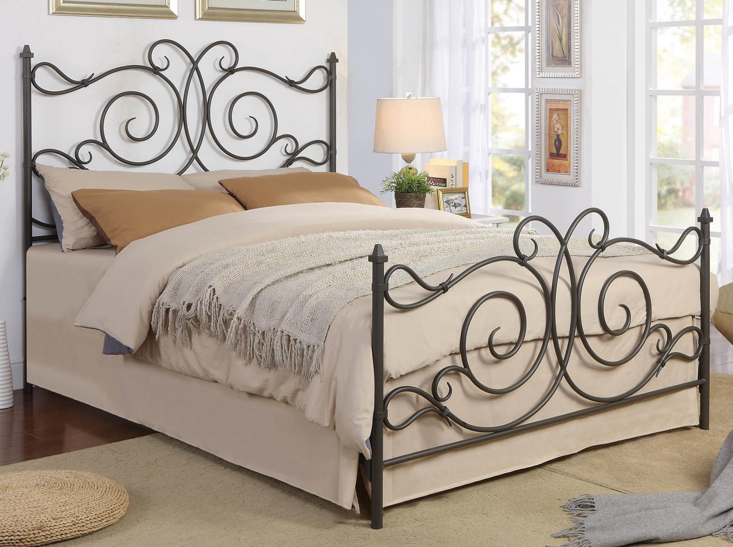 Parleys - Parleys Eastern King Metal Bed with Scroll Headboard Dark Bronze