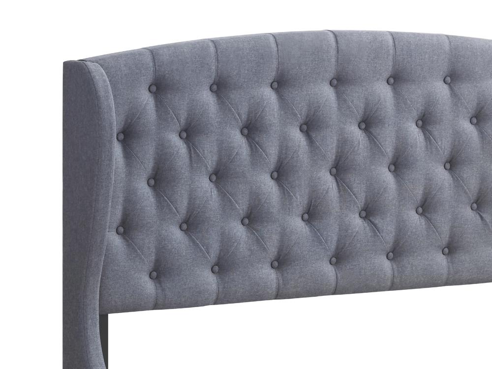 Krome - Krome Full Upholstered Bed with Demi-wing Headboard Gunmetal