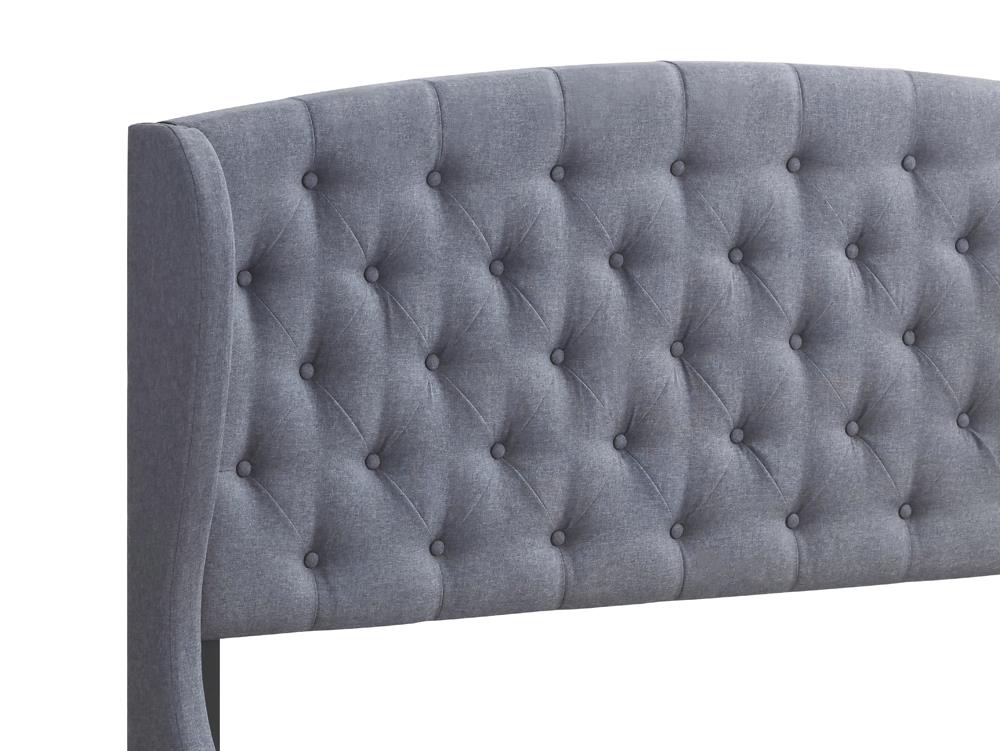 Krome - Krome Eastern King Upholstered Bed with Demi-wing Headboard Gunmetal