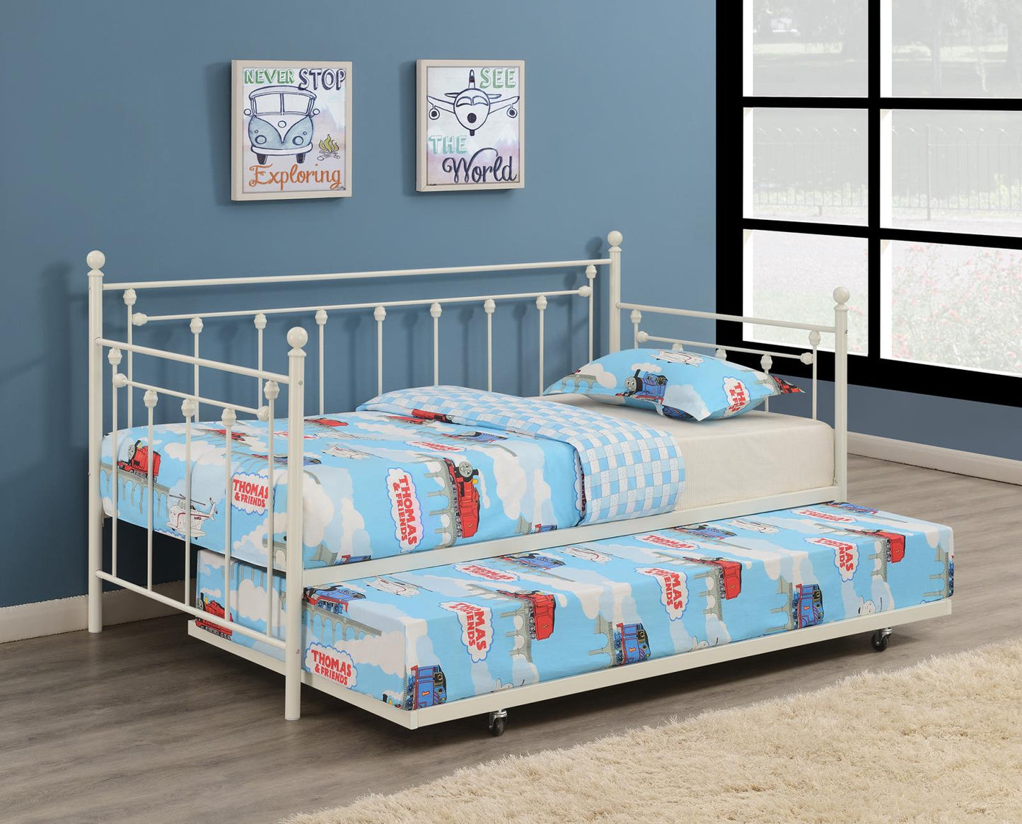 Nocus - Nocus Spindle Metal Twin Daybed with Trundle