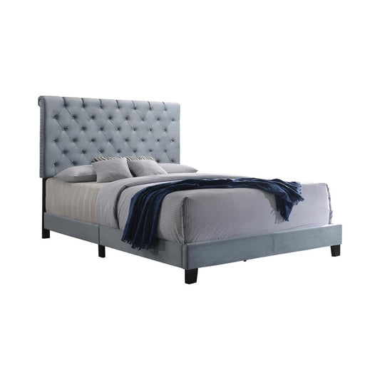 Warner - Warner Eastern King Upholstered Bed Slate Blue