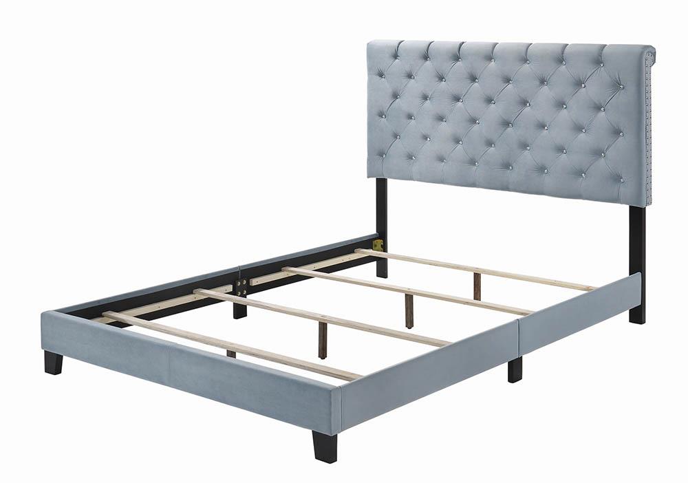 Warner - Warner Eastern King Upholstered Bed Slate Blue