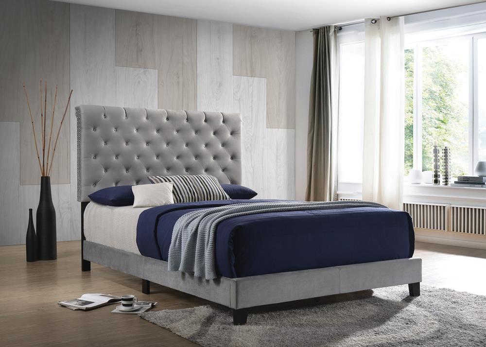 Warner - Warner Eastern King Upholstered Bed Grey