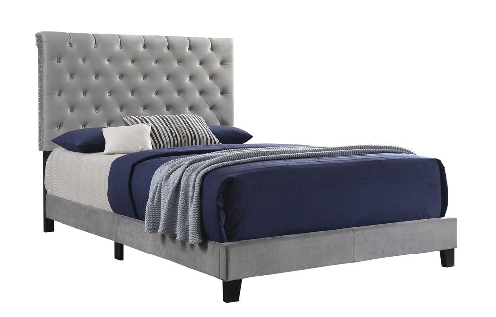 Warner - Warner Eastern King Upholstered Bed Grey