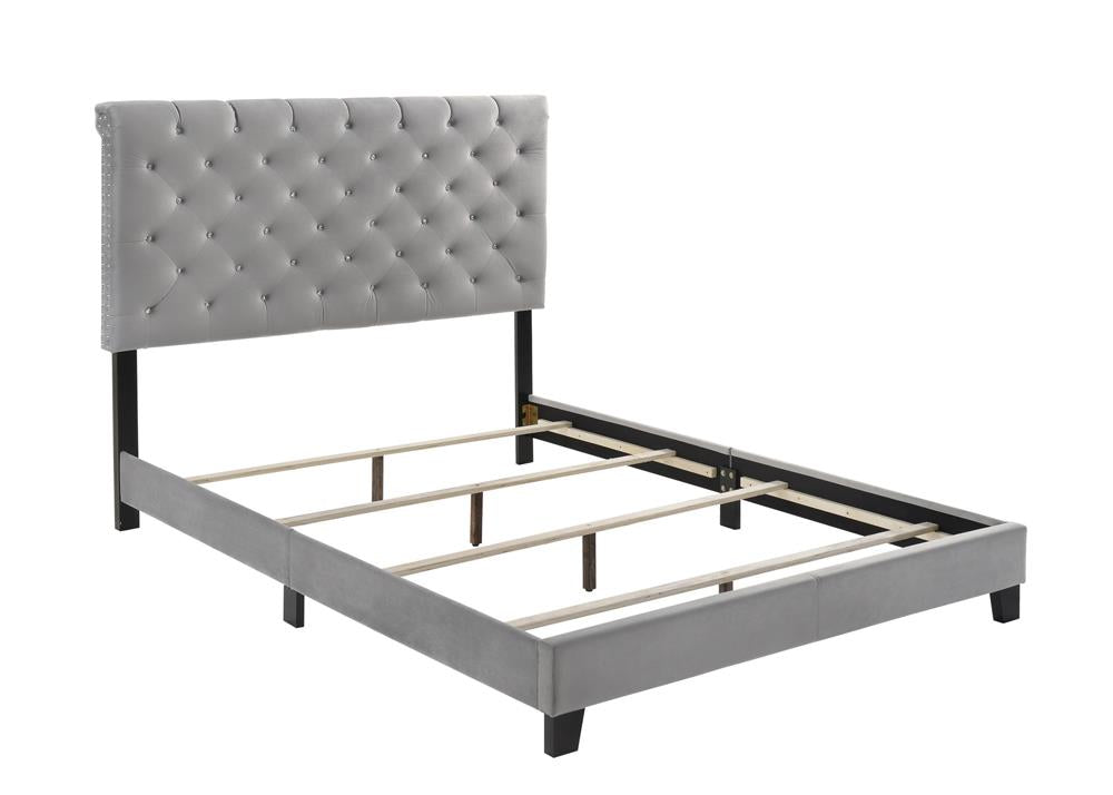 Warner - Warner Eastern King Upholstered Bed Grey