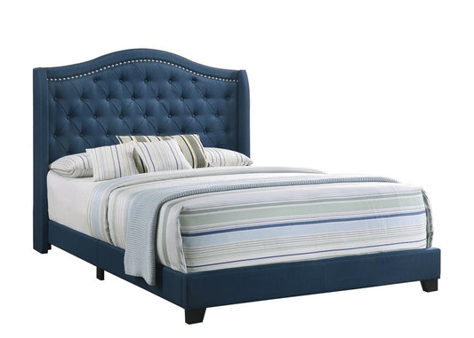 Sonoma - Sonoma Eastern King Camel Headboard with Nailhead Trim Bed Blue