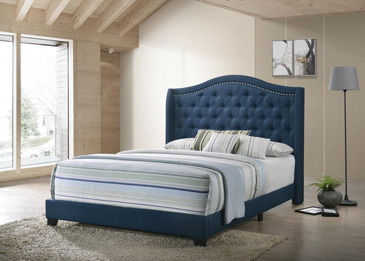 Sonoma - Sonoma Eastern King Camel Headboard with Nailhead Trim Bed Blue