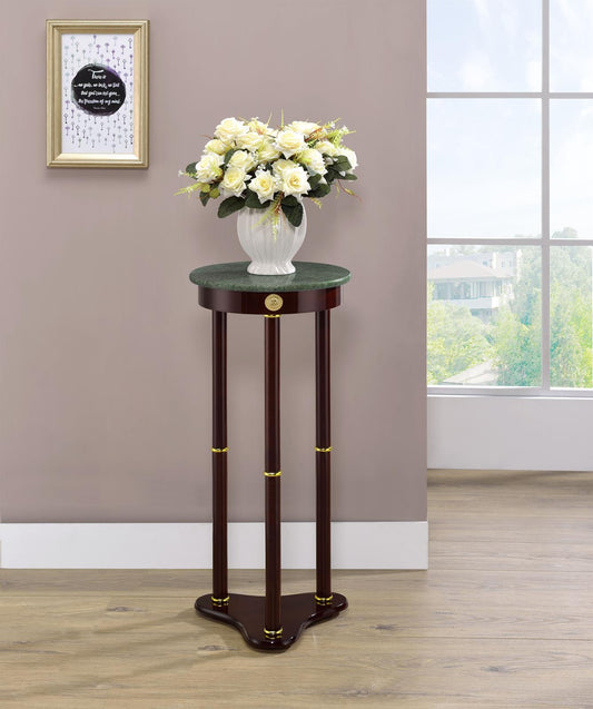 Edie - Edie Round Marble Top Accent Table Merlot
