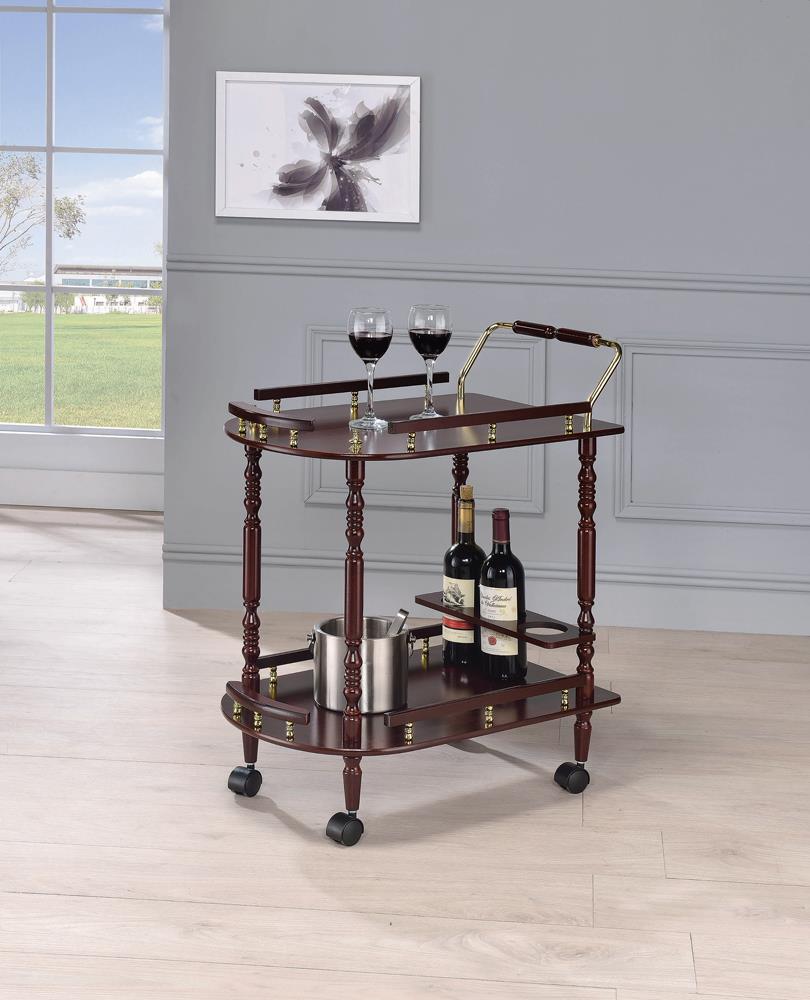 Palmer - Palmer 2-tier Serving Cart Merlot and Brass