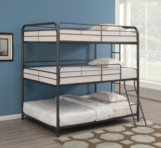 Garner - Garner Triple Bunk Bed with Ladder Gunmetal