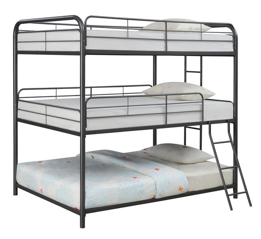 Garner - Garner Triple Bunk Bed with Ladder Gunmetal