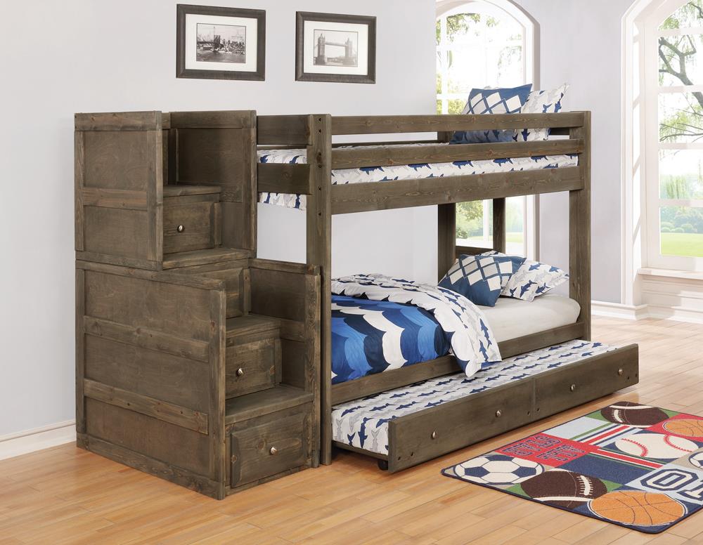 Wrangle Hill - Wrangle Hill Trundle with Bunkie Mattress Gun Smoke
