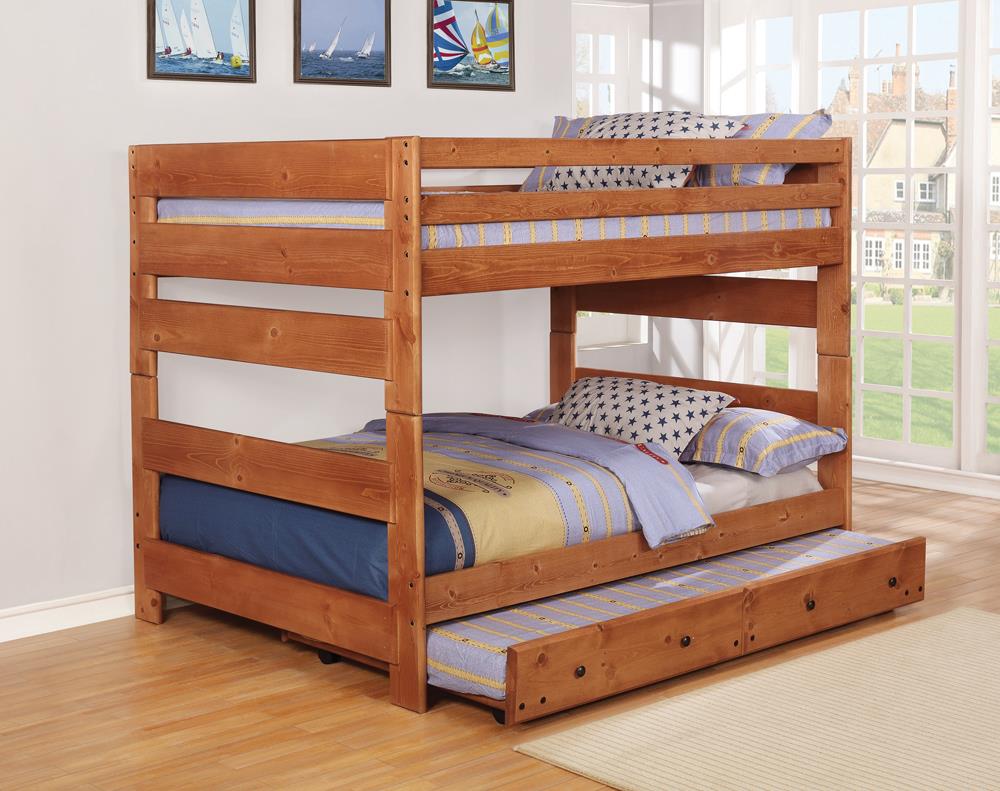 Wrangle Hill - Wrangle Hill Trundle with Bunkie Mattress Amber Wash