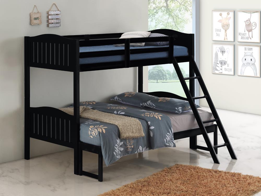 Littleton - Arlo Twin/Full Bunk Bed with Ladder Black