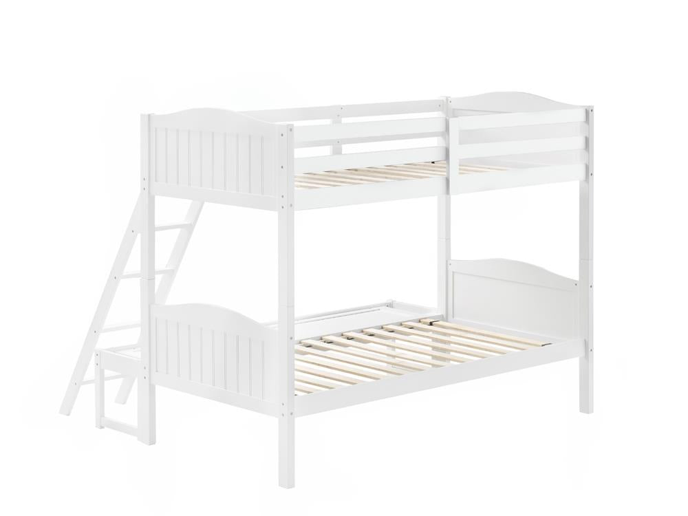 Littleton - Arlo Twin/Full Bunk Bed with Ladder White