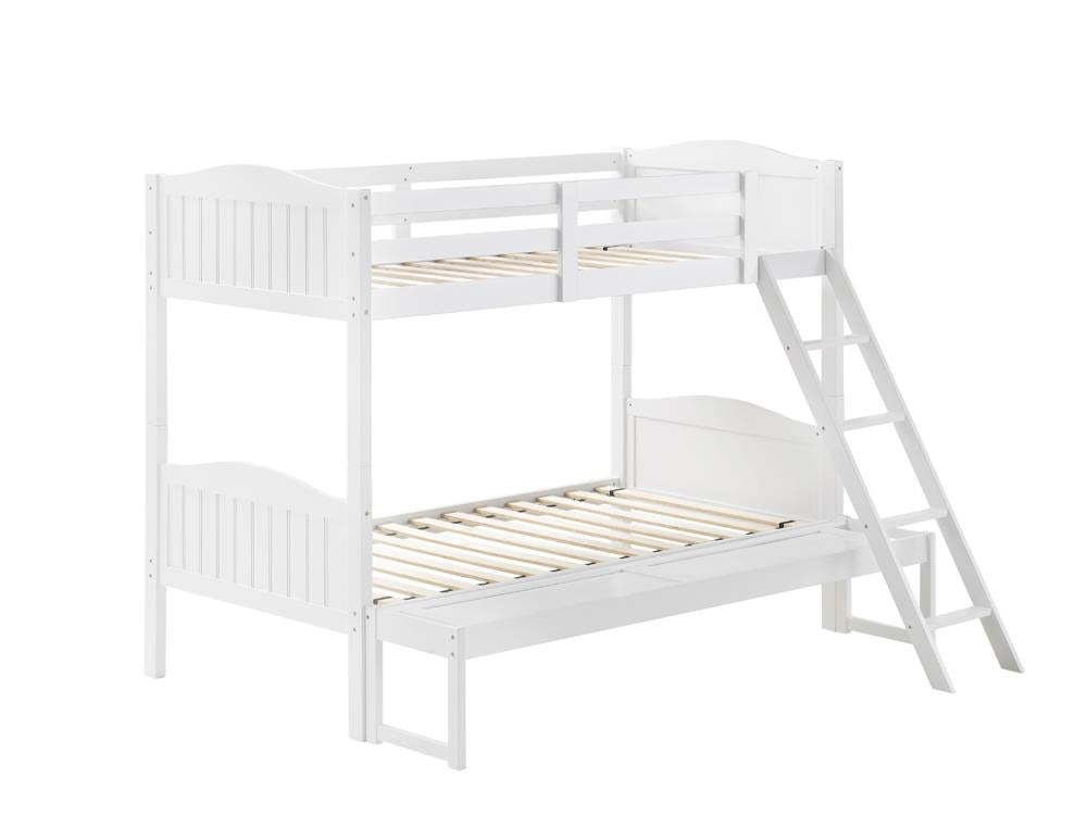 Littleton - Arlo Twin/Full Bunk Bed with Ladder White