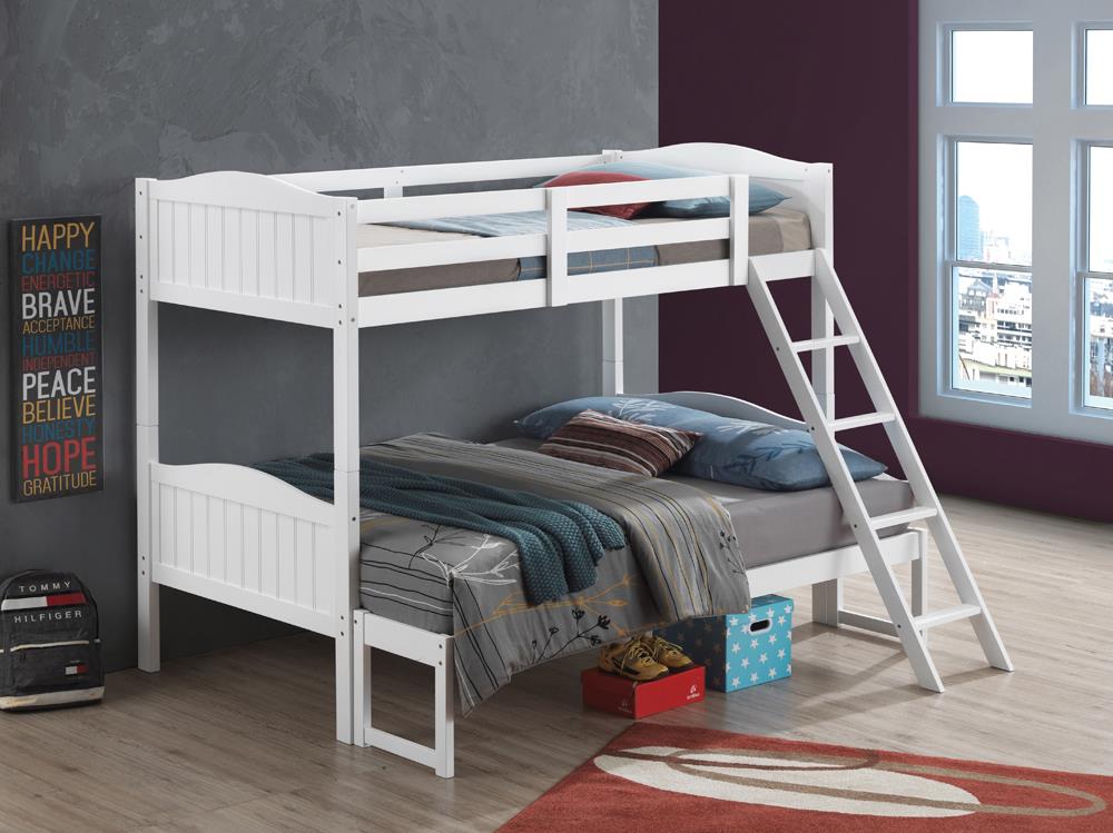 Littleton - Arlo Twin/Full Bunk Bed with Ladder White