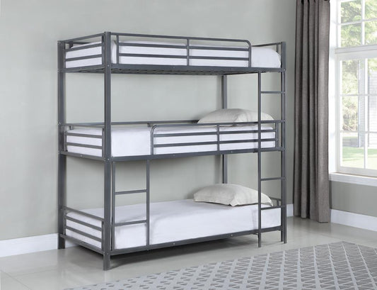 Maynard - Maynard Metal Triple Twin Bunk Bed Gunmetal