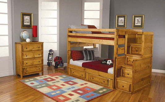 Wrangle Hill - Wrangle Hill Twin over Twin Bunk Bed Amber Wash