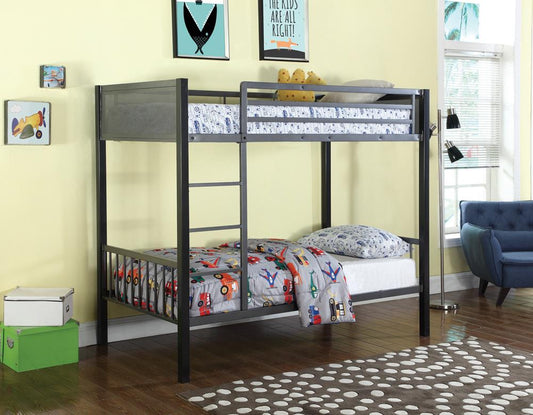 Meyers - Meyers Twin over Twin Metal Bunk Bed Black and Gunmetal