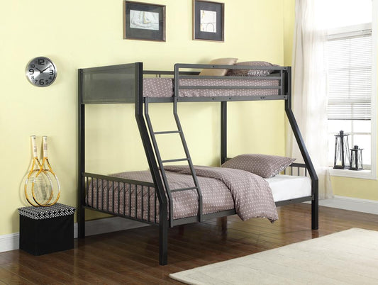 Meyers - Meyers Twin over Full Metal Bunk Bed Black and Gunmetal