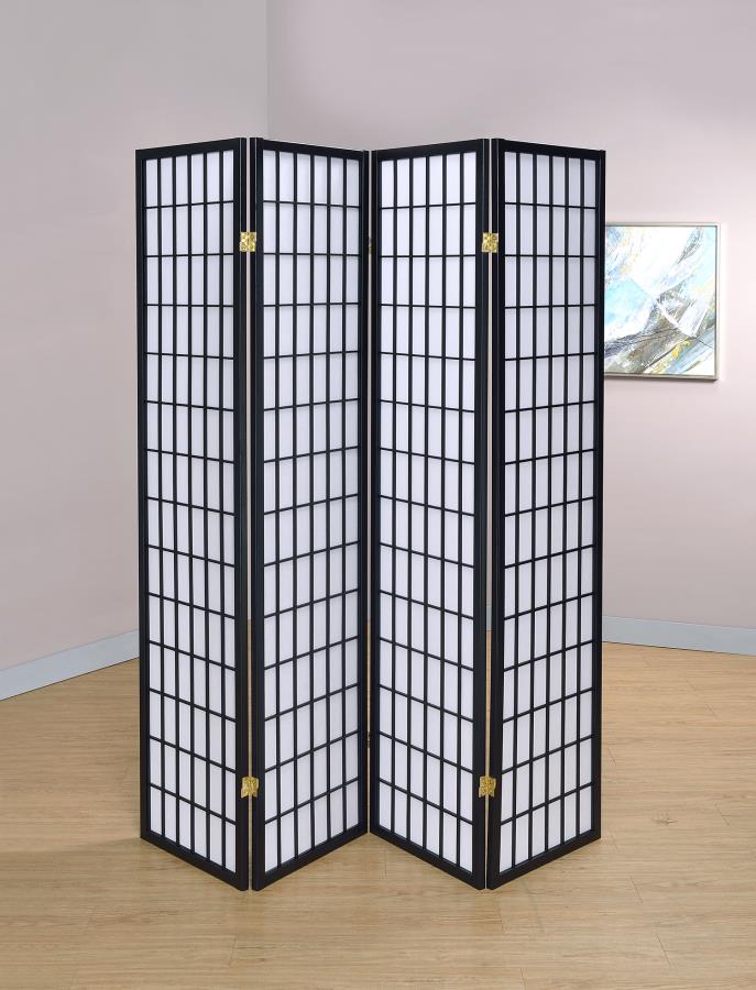 Roberto - Roberto 4-panel Folding Screen Black and White