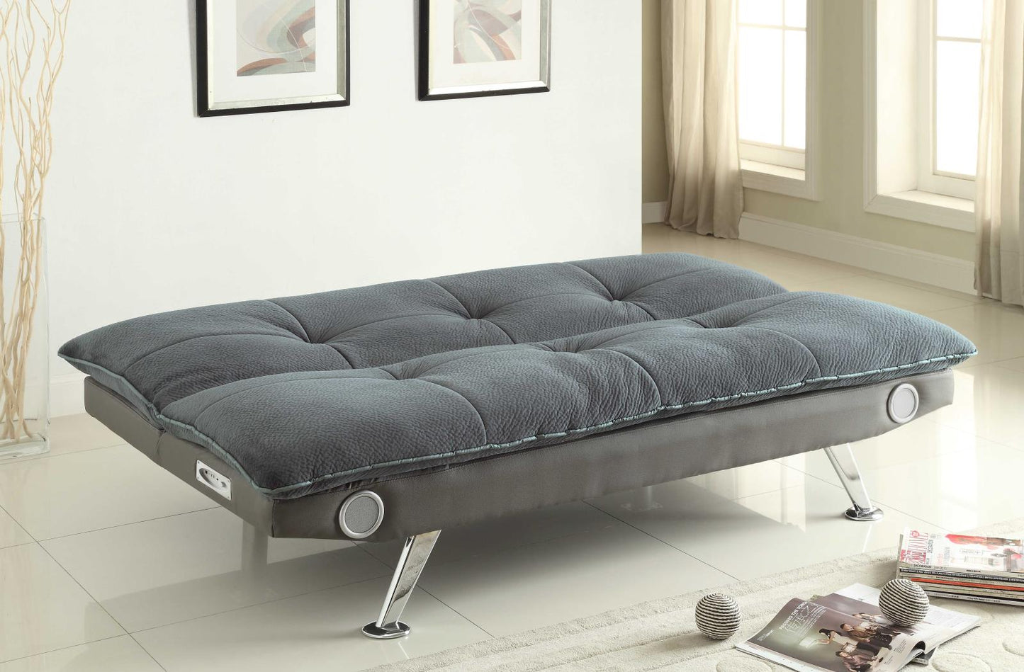 Odel - Odel Upholstered Sofa Bed with Bluetooth Speakers Grey