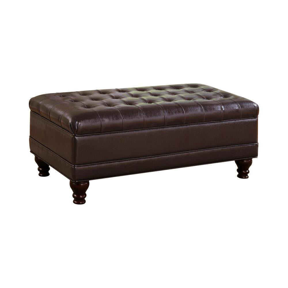 Bradley - Bradley Tufted Storage Ottoman with Turned Legs Brown