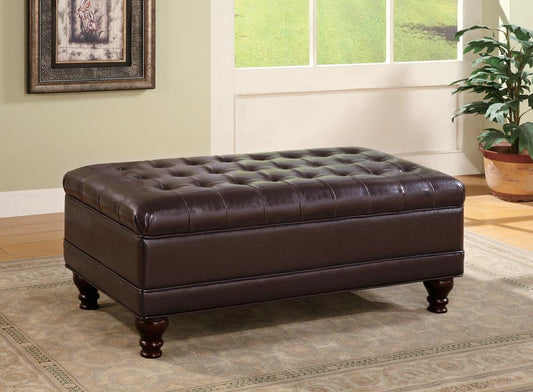 Bradley - Bradley Tufted Storage Ottoman with Turned Legs Brown