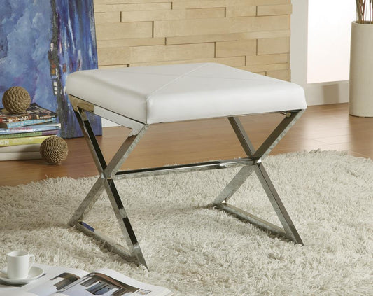 Rita - Rita X-cross Square Ottoman White and Chrome