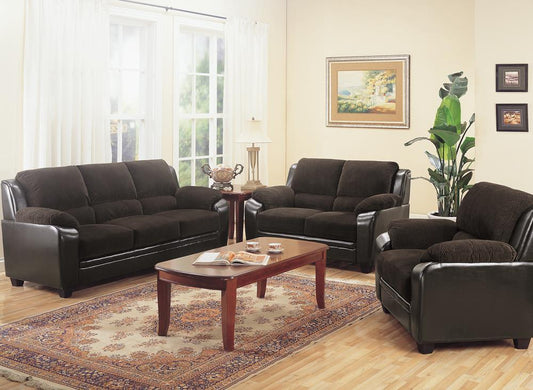 Monika - Monika Upholstered Living Room Set Brown