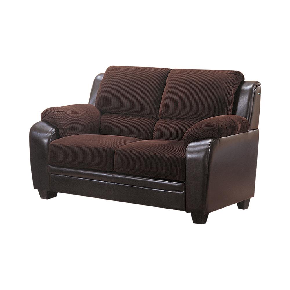 Monika - Monika Upholstered Stationary Loveseat Chocolate