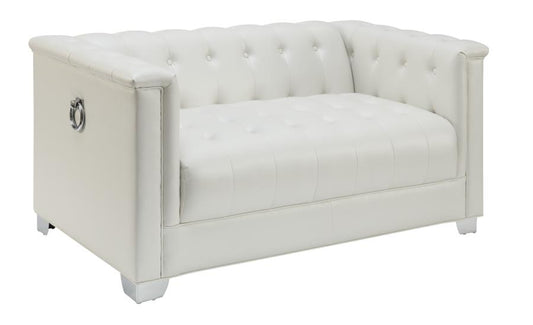 Chaviano - Chaviano Tufted Upholstered Loveseat Pearl White