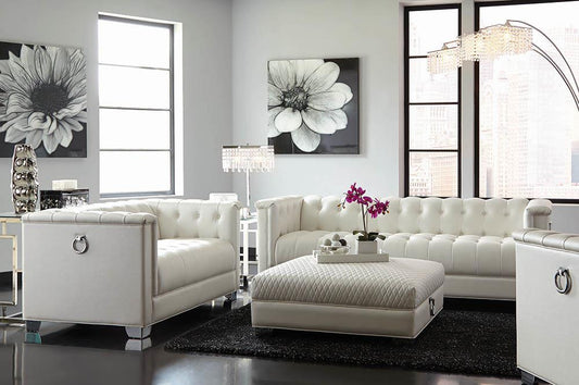 Chaviano - Chaviano Upholstered Tufted Living Room Set Pearl White