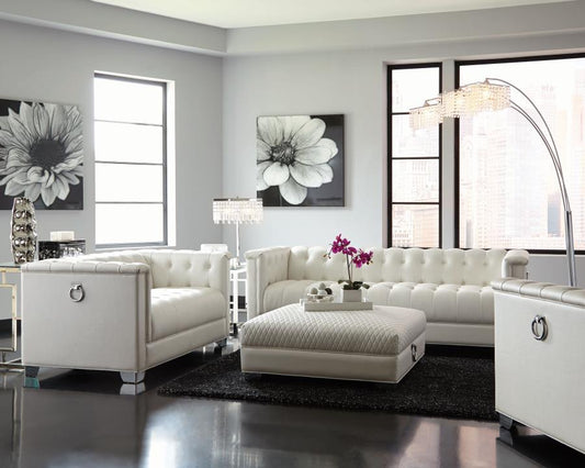 Chaviano - Chaviano Upholstered Tufted Living Room Set Pearl White