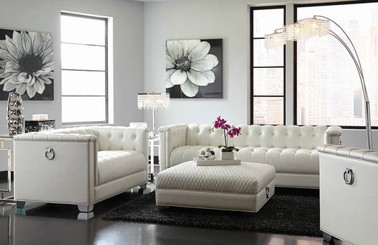 Chaviano - Chaviano Upholstered Ottoman Pearl White