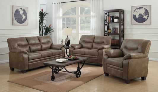 Meagan - Meagan Upholstered Sofa Brown with Pillow Top Arms