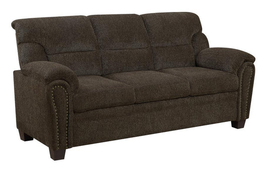 Clemintine - Clemintine Upholstered Sofa with Nailhead Trim Brown