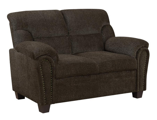 Clemintine - Clemintine Upholstered Loveseat with Nailhead Trim Brown