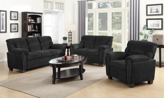 Clemintine - Clemintine Upholstered Loveseat with Nailhead Trim Graphite