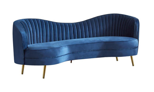 Sophia - Sophia Upholstered Camel Back Sofa Blue
