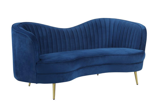 Sophia - Sophia Upholstered Camel Back Loveseat Blue