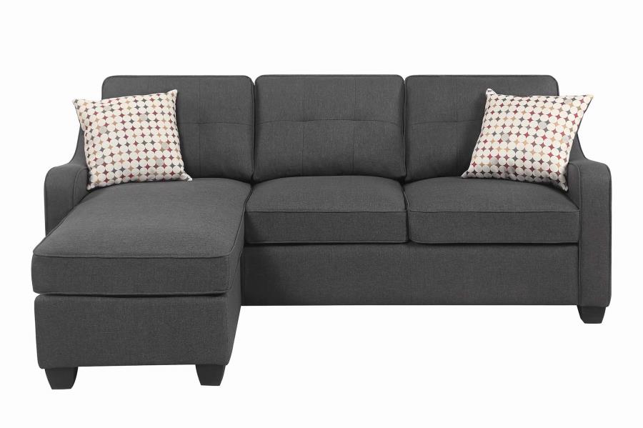 Nicolette - Nicolette Upholstered Tufted Sectional Dark Grey