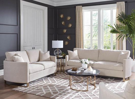 Corliss - Corliss 2-piece Arched Arms Living Room Set Beige and Rose Brass