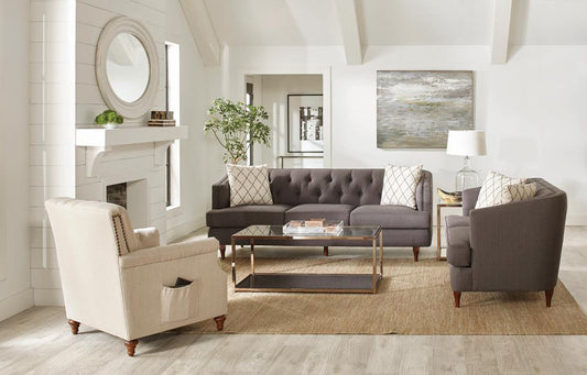 Shelby - Shelby 3-piece Tufted Upholstered Living Room Set Grey and Brown