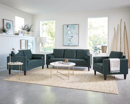 Gulfdale - Gulfdale Cushion Back Upholstered Loveseat Dark Teal